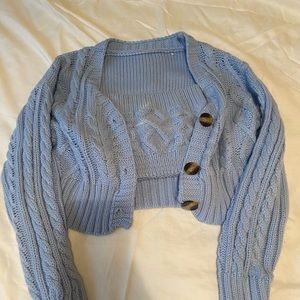 TWO PIECE BABY BLUE KNIT TOP